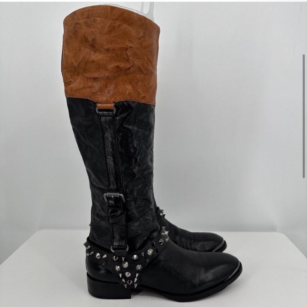 Sam Edelman Black and Brown Studded Knee-High Boots - Picture 2 of 11
